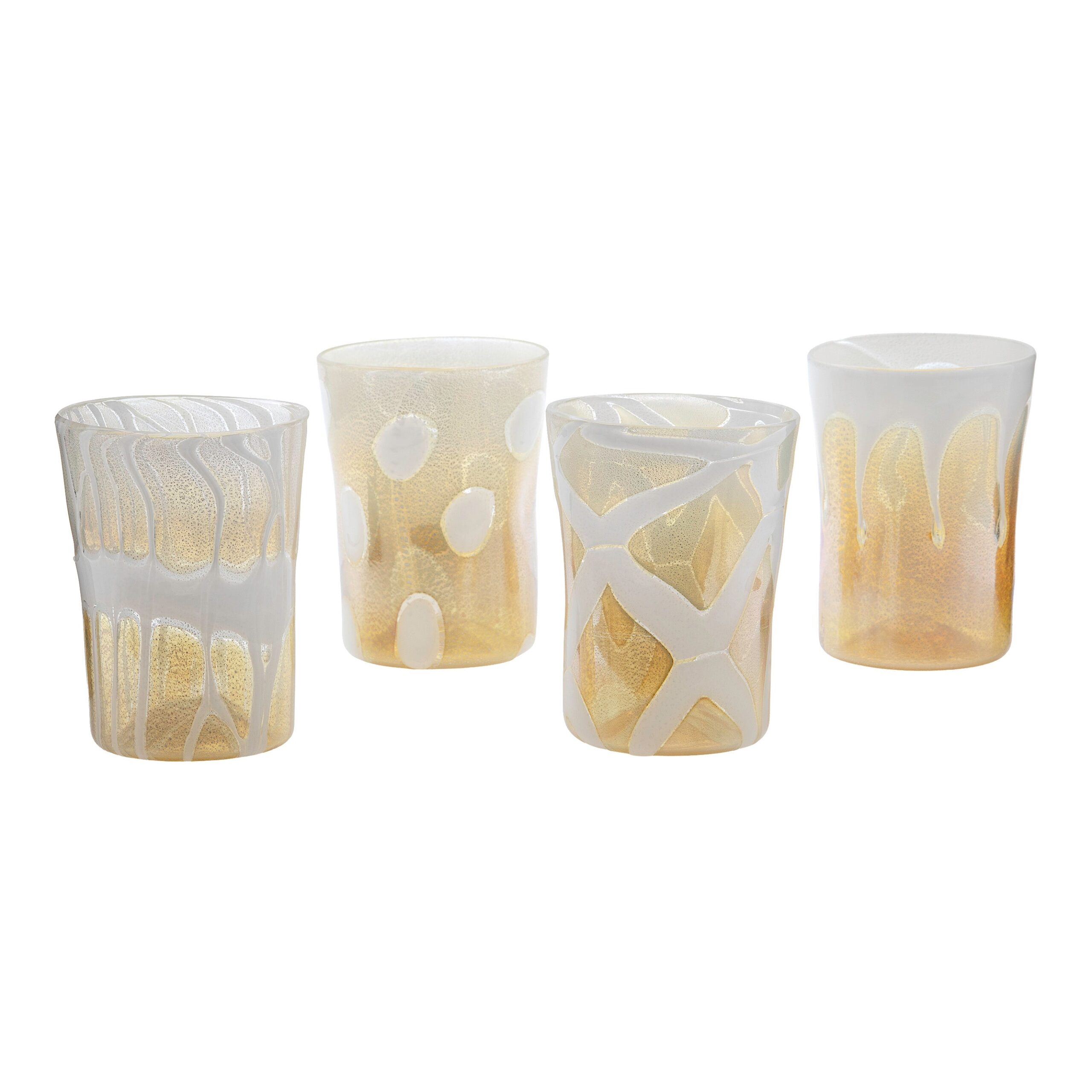Ernest Handmade Murano Tumbler Glass - White & Gold Set of 4 - Image 3