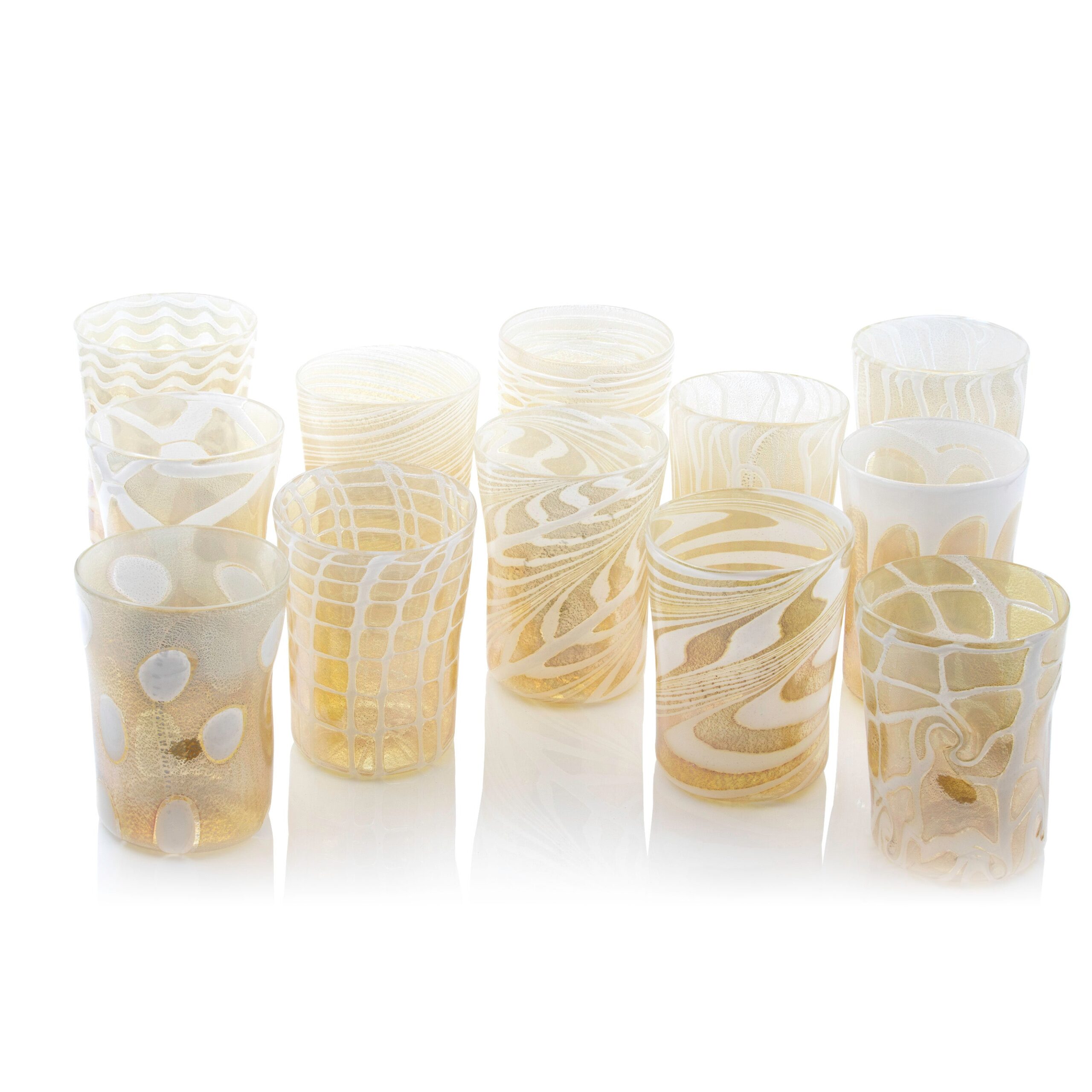 Ernest Handmade Murano Tumbler Glass - White & Gold - Image 2