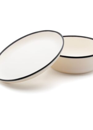 Handmade Ligne Large Plate and Medium Bowl Set