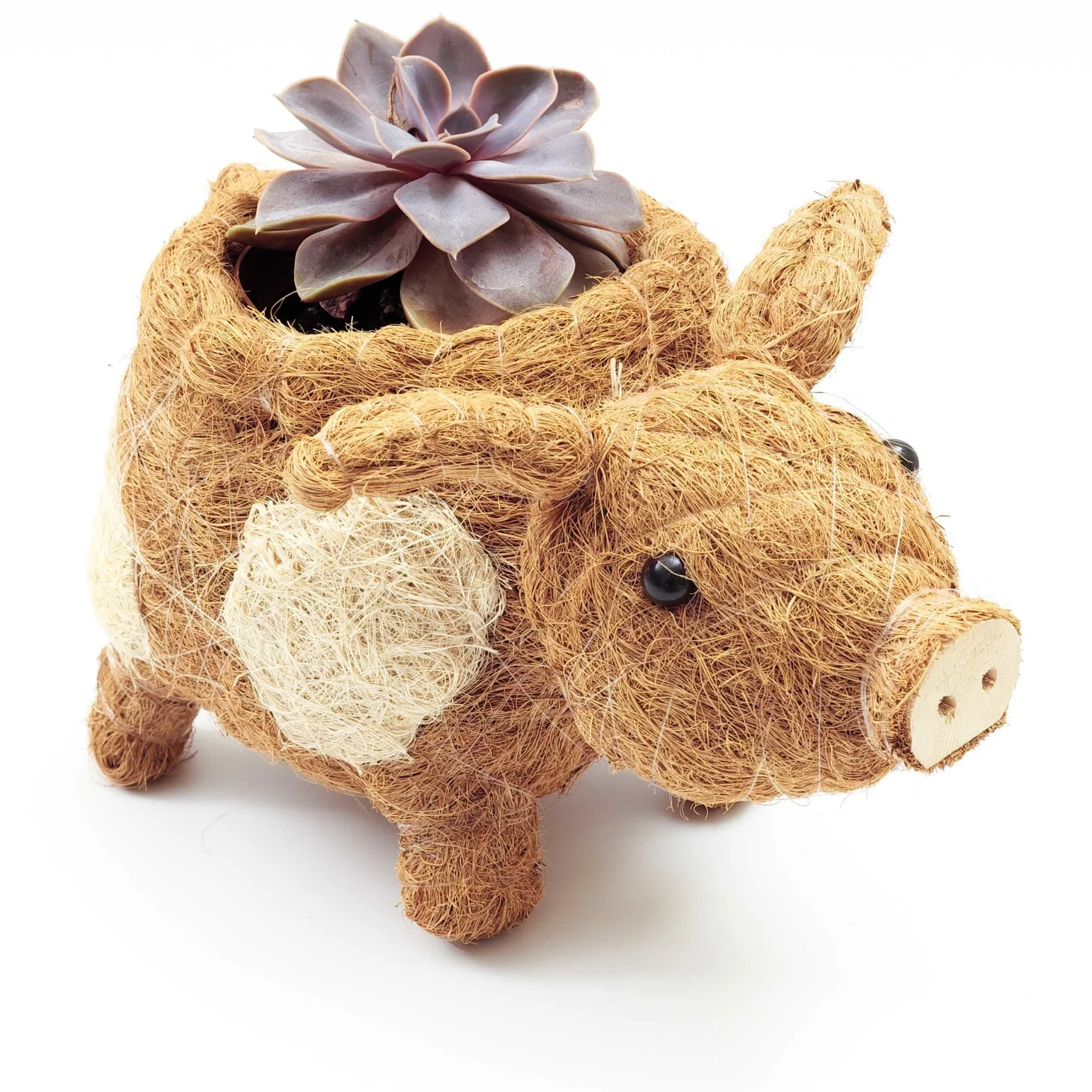 Handcrafted Country Pig Animal Planter - Image 2