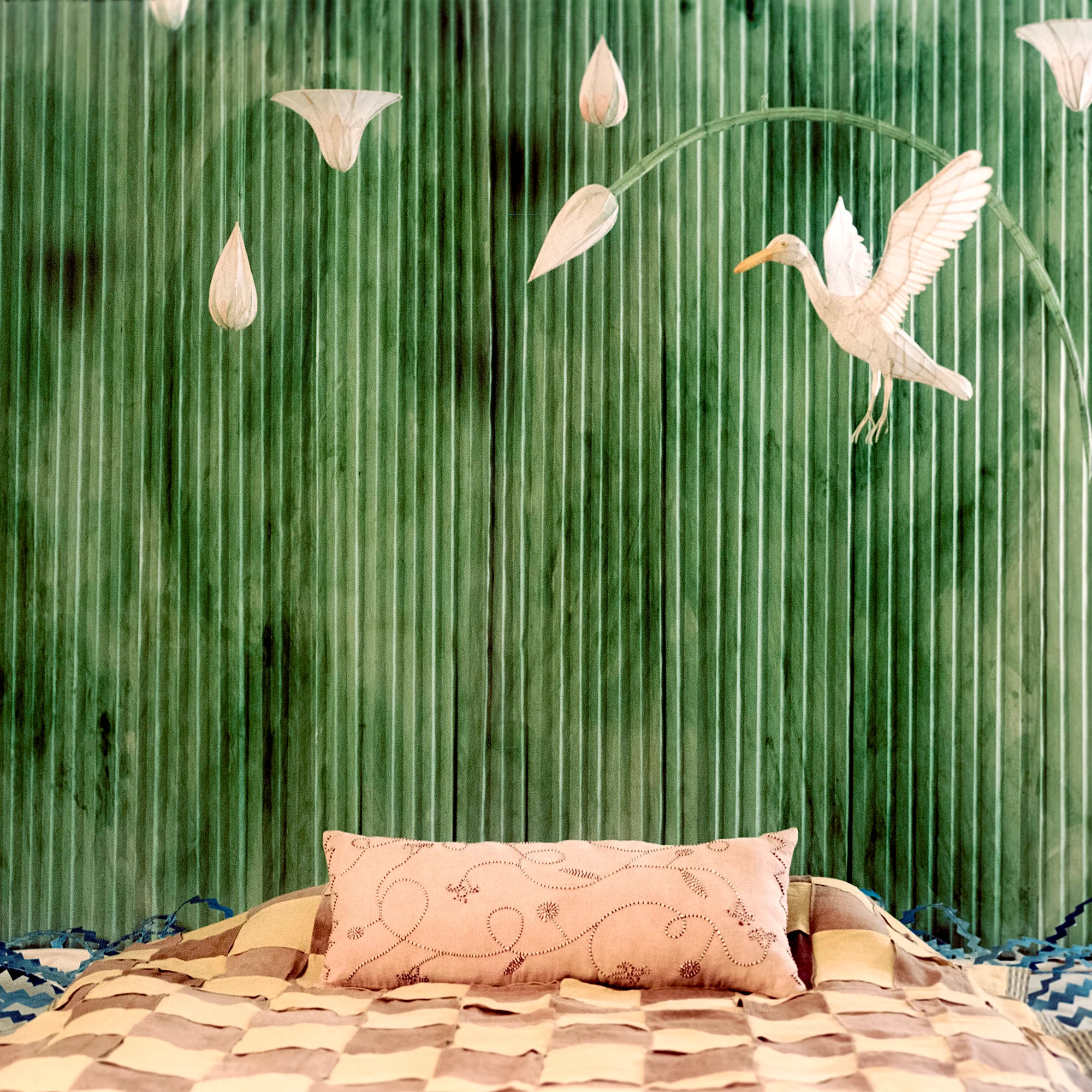 Lotus Trail Hand Embroidered Bolster Cover - Image 3