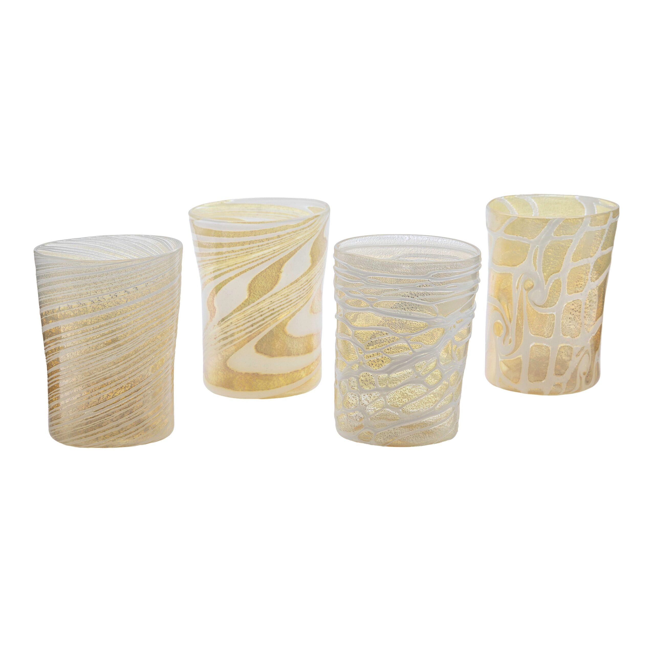 Ernest Handmade Murano Tumbler Glass - White & Gold Set of 4 - Image 2